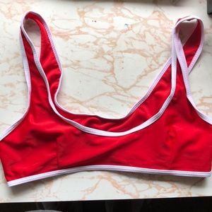 Red and White Bikini Set